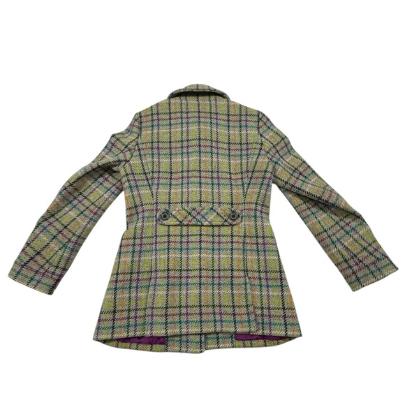 Coach Tattersall Wool Plaid Peacoat XS Purple Lining Button Front - Picture 2 of 15
